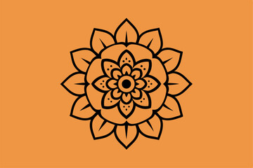 This vector art features an ornamental round lace pattern with abstract floral elements, showcasing a vintage mandala design perfect for elegant decoration