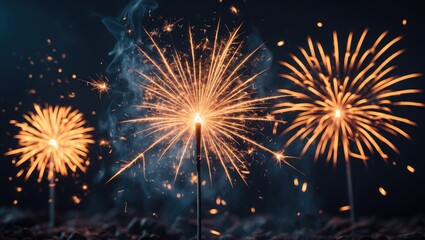 Fototapeta premium Different stages of a sparkler's effect during celebrations