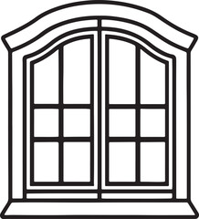 window line art, black outline, vector and illustration, coloring book page line art drawing