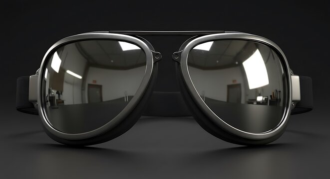 Aviator Goggle with Chrome Frame and Mirrored Lens