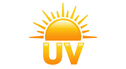 Isolated UV Radiation Symbol with Sun Rays and Gradient