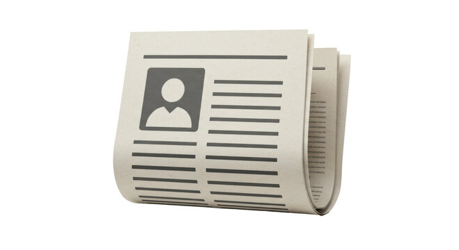 Isolated Folded Newspaper with Profile Picture and Headline