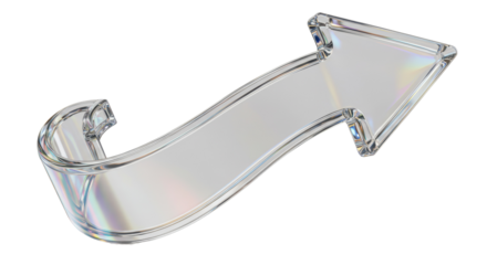 Isolated Clear Glass Arrow Pointing Upward