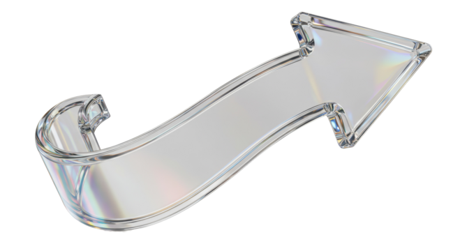 Isolated Clear Glass Arrow Pointing Upward - Powered by Adobe