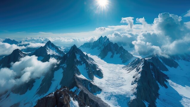 North face view of aconcagua amidst snow and high altitude