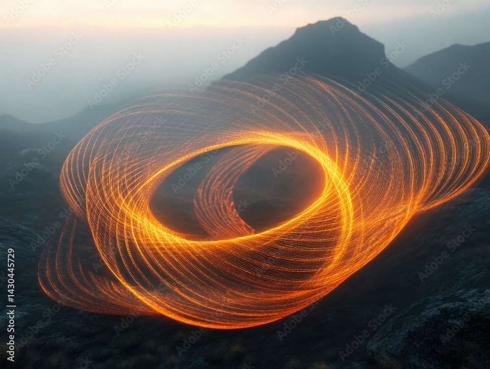 Fototapete glowing thread background with a spinning fog swirl effect