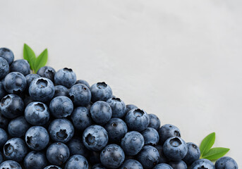 Fresh Blueberries Diagonal Cluster Deep Color Water Droplets Copy Space