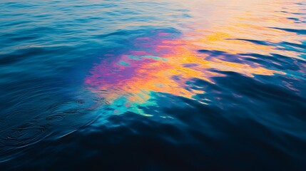 Water Surface Reflecting Colorful Light at Sunset