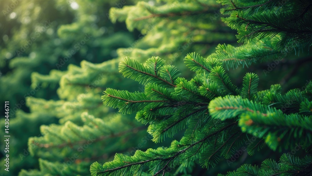 Poster close-up of a fir tree branch with lush needles