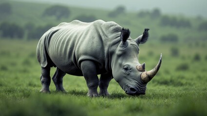 Obraz premium White Rhinoceros grazing in a natural park in Africa