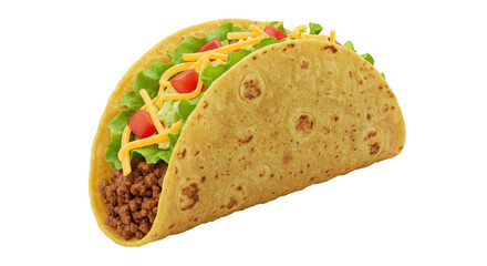 Isolated Delicious Taco with Meat Cheese and Vegetables