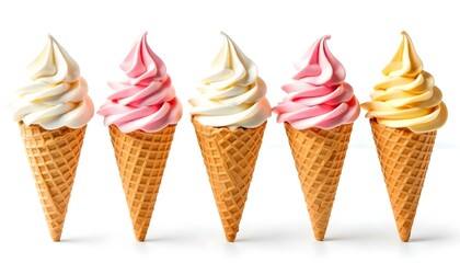 ice; cream; cone; isolated; white; waffle; wafer; empty; path; clipping; color; icecream; crispy; summer; food; collection; fresh; background; product; snack; refreshment; cones;