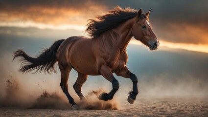 Untamed stallion kicking up dust