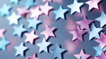 Pastel metallic paper stars background with elegant copy space perfect for creative design and professional presentations