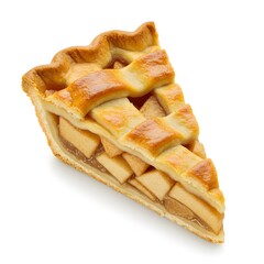 Slice of apple pie on white