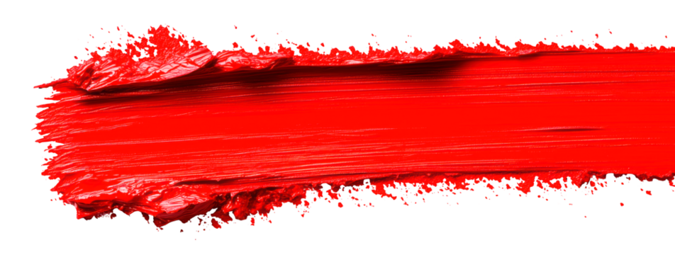 Vivid red paint stroke stretches horizontally across a clean, transparent background - Powered by Adobe