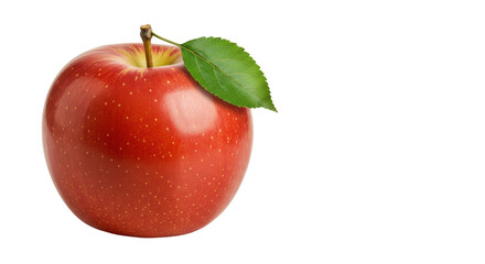 Isolated Ripe Red Apple with Green Leaf