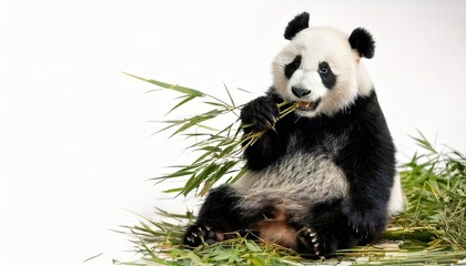 Fototapeta premium giant panda eating bamboo