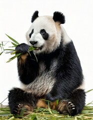 Fototapeta premium giant panda eating bamboo