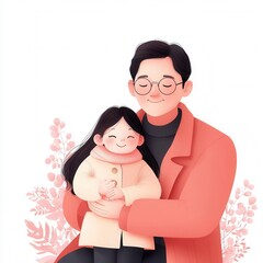 Obraz premium father day concept. A father and daughter embracing with joyful expressions.