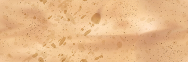 Light brown old parchment paper seamless bg with coffee stains. Old painted distressed pattern with gradient mesh and grunge texture. Vintage vector illustration