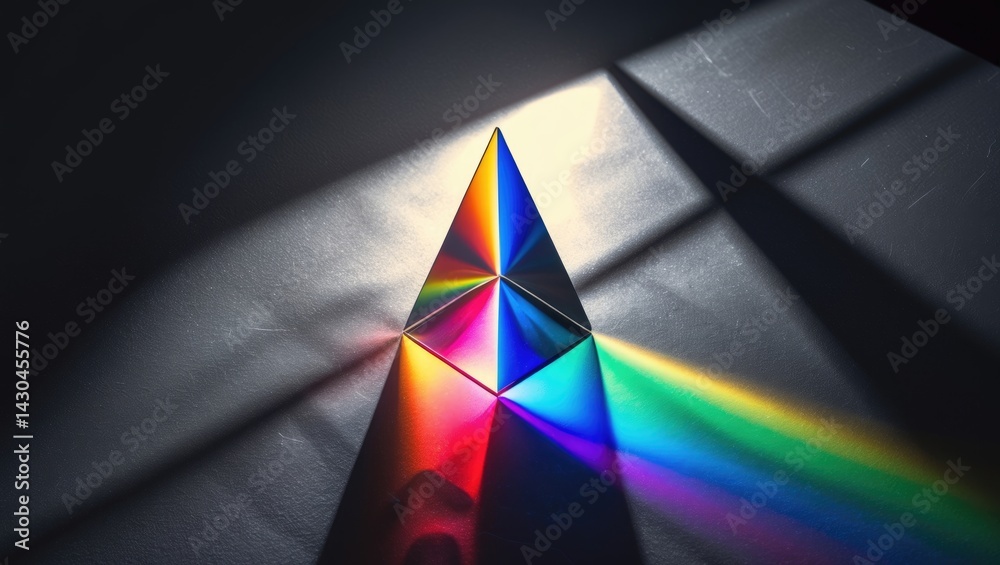 Aufkleber triangular prism dispersion of light and rainbow spectrum