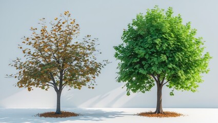 Obraz premium Autumn Trees Collection on White Background