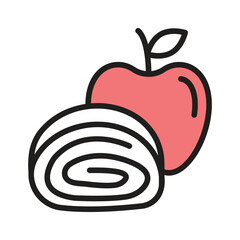 Apple strudel icon creatively designed in linear style