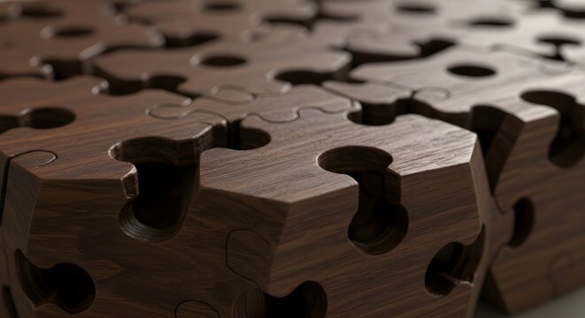 Wooden puzzle pieces. - Powered by Adobe