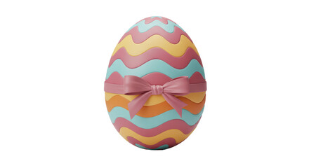 Isolated Decorative Easter Egg with Ribbon