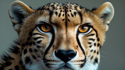 Obraz premium Close-up of an isolated cheetah's face showcasing intense eyes and natural fur