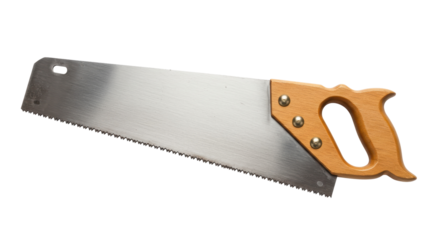 Isolated Wood Saw with Wooden Handle for Woodworking and Carpentry Tools