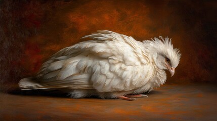 Fototapeta premium Elegant White Bird Displaying Soft Feathers on Rich Background