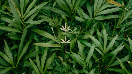 Fototapeta premium Lush Greenery and delicate Blooms, inviting you to find serenity in this botanical paradise
