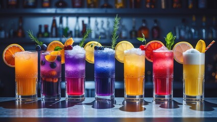 Fototapeta premium Refreshing Orange Grapefruit Juice and Lemon Fruit Aids Collection