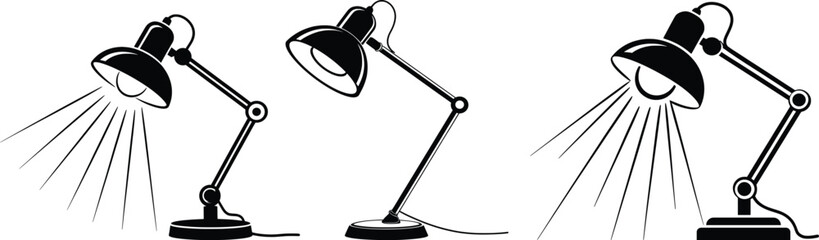 Adjustable Desk Lamp Vector Illustration in Black and White