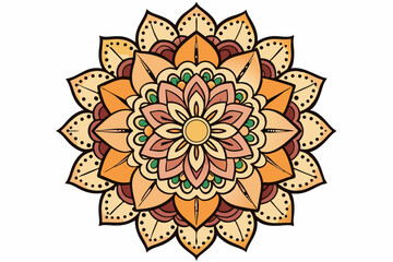 Abstract mandala flower pattern with vintage ornamental design on a white background