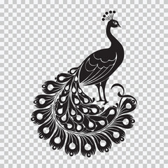 Peacock Outline Symbol – Elegant Bird Silhouette