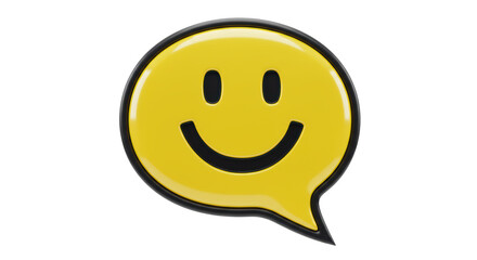 Fototapeta premium Isolated Yellow Smiling Face in Speech Bubble