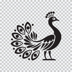 Elegant Peacock Tattoo Style – Black and White Clipart