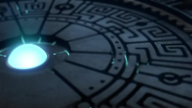 Ancient Artifact Energized by Blue Glowing Center