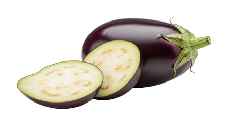 Isolated Fresh Eggplant with Slices