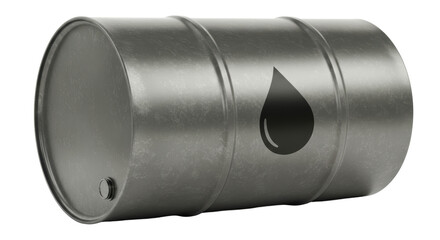 Isolated Metal Oil Barrel with Droplet Symbol