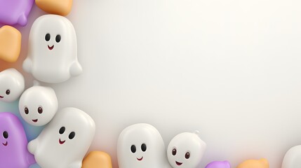Whimsical 3D Halloween Pumpkins on Vibrant Background

