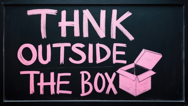Chalk image representing the concept of thinking outside the box in business strategy