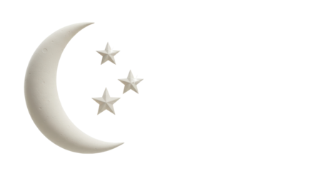 Isolated Moon and Stars Crescent