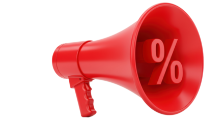 Isolated Red Megaphone with Percentage Symbol