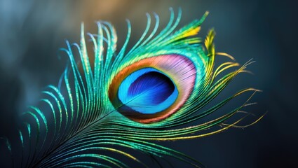 Obraz premium Elegant peacock feather design with abstract patterns and vibrant colors