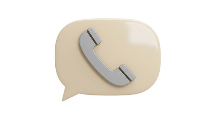 Isolated Cream-Colored Speech Bubble with Telephone Icon