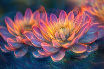 Glitch ripple blooms gently on a glowing threaded background